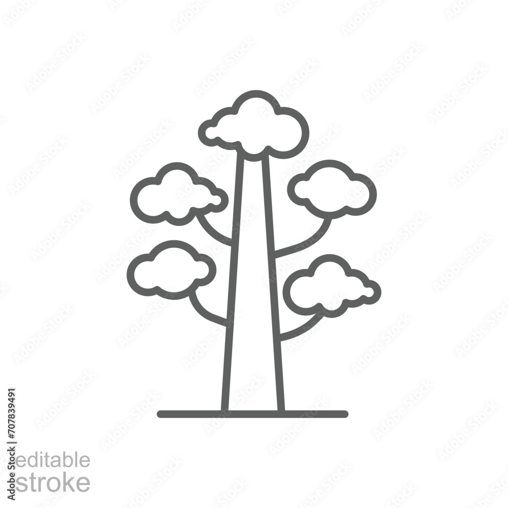 Poster tree icon. simple outline style. forest plant, trunk. leaf, branching tree, branch, nature concept. 