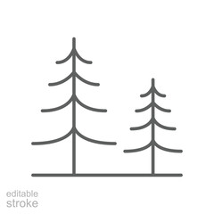 Pine tree icon. Simple outline style. Bark, wood, forest concept. Thin line symbol. Vector illustration isolated. Editable stroke.