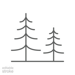 Fototapeta premium Pine tree icon. Simple outline style. Bark, wood, forest concept. Thin line symbol. Vector illustration isolated. Editable stroke.