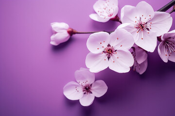 Sakura's delicate blooms grace a vivid purple backdrop, a modern twist on the traditional Hanami spirit