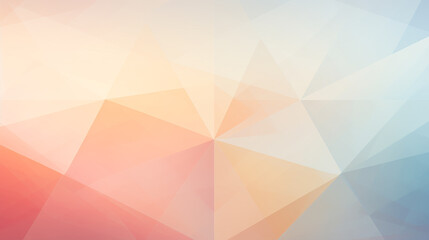 Geometric abstract wallpaper capturing the essence of a sunrise, with angular forms in shades of soft pink, orange, gold, set against a pale sky blue background, creating a calm, uplifting mood