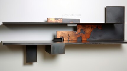A contemporary metal wall shelf with hidden brackets