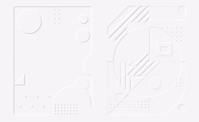 Embossed image of geometric shapes on a white paper.