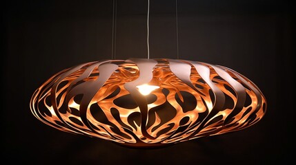 A contemporary pendant light with a copper finish