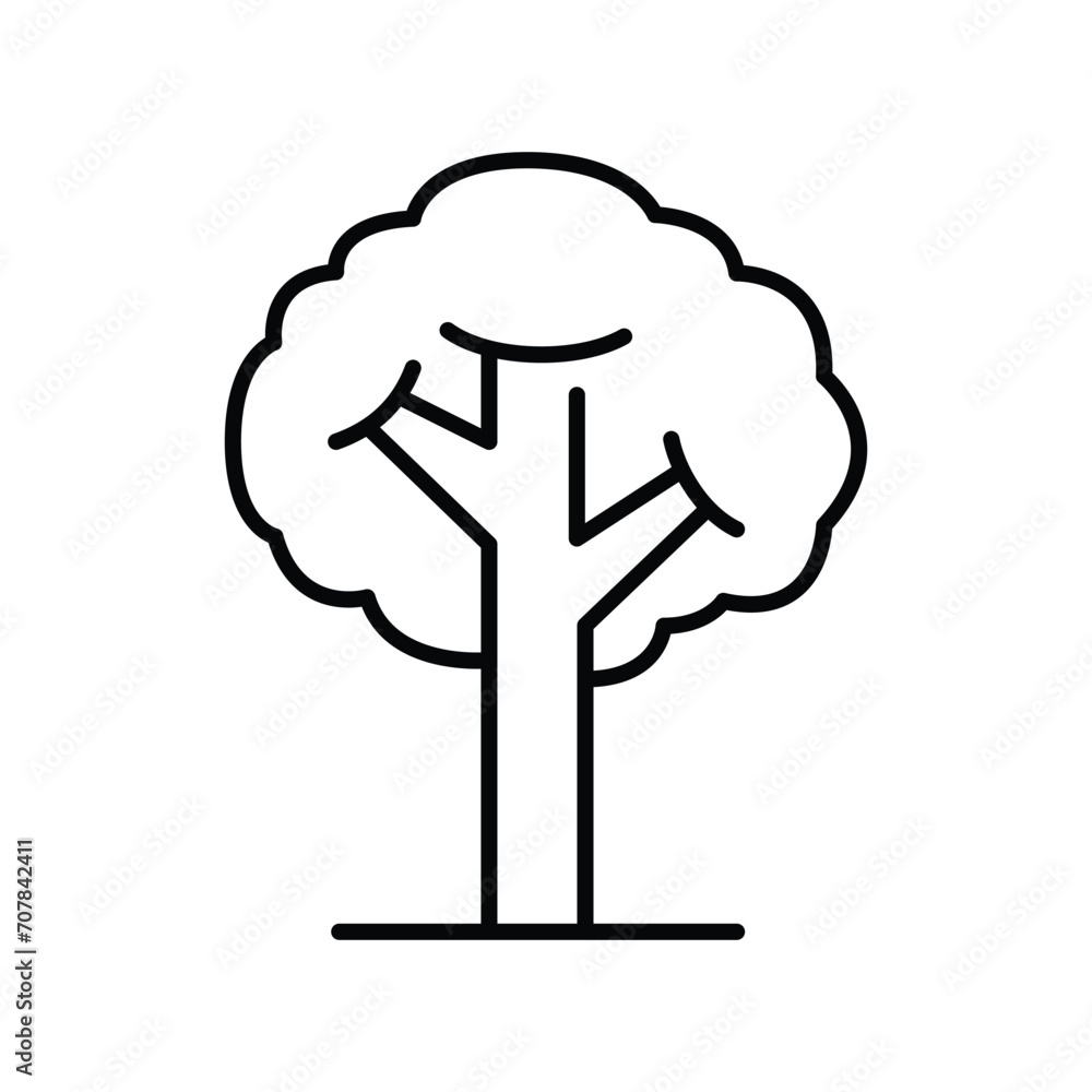 Poster tree icon. simple outline style. single tree, leaf, forest, nature concept. thin line symbol. vector