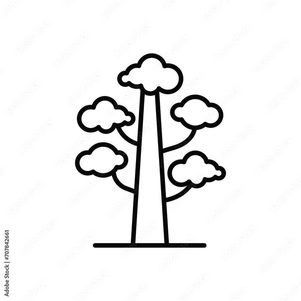 Poster tree icon. simple outline style. forest plant, trunk. leaf, branching tree, branch, nature concept. 
