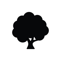 Tree icon. Simple solid style. Oak, plant, wood, nature, forest concept. Silhouette, glyph symbol. Vector illustration isolated.