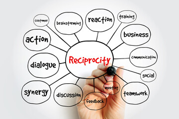 Reciprocity (social psychology) mind map, business concept for presentations and reports