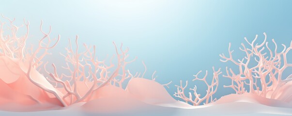 Coral background image for design or product presentation, with a play of light and shadow, in light blue tones 