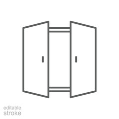 Open double door icon. Simple outline style. Entrance gate, construction, room, house, home interior concept. Thin line symbol. Vector illustration isolated. Editable stroke.