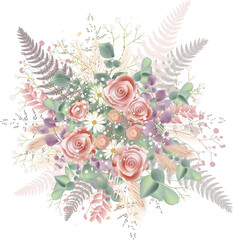 Wunderschöner Brautstrauss in zauberhaften zarten Farbtönen. Filigrane Kompositionen aus Rosen & Schleierkraut