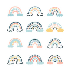 A beautiful set of vector fun in pastel colors with shadows, ideal for children's designs.