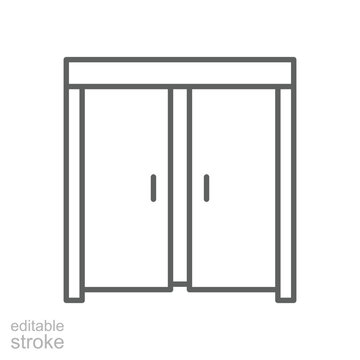 recommend clip art: Sliding door icon. Simple outline style. Slide, door, entrance, construction, room, house, home interior concept. Thin line symbol. Vector illustration isolated. Editable stroke.