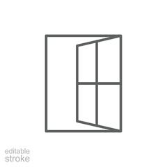 Window icon. Simple outline style. Window open, frame, square, glass, construction, room, house, home interior concept. Thin line symbol. Vector illustration isolated. Editable stroke.