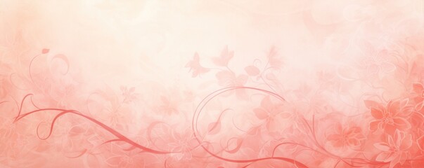 Coral soft pastel background parchment with a thin barely noticeable floral ornament background pattern 