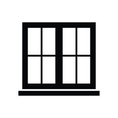 Window icon. Simple solid style. Double, window frame, square, close, room, house, home interior concept. Silhouette, glyph symbol. Vector illustration isolated.