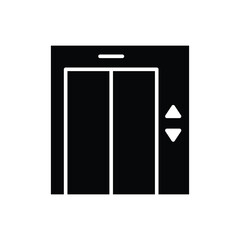 Elevator icon. Simple solid style. Lift door, pitch, button, lobby, corridor, panel up down, room, house, home interior concept. Silhouette, glyph symbol. Vector illustration isolated.