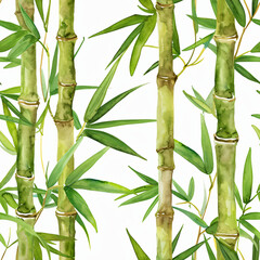 Bamboo watercolor seamless pattern.