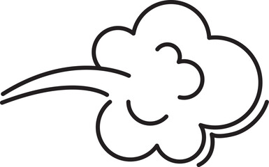Fart cloud vector linear icon, smoke poof doodle, comic breath, air, steam puff, dust or flatulence, cartoon smell pop, funny gas outline design. Editable stroke. Aroma illustration