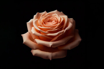 a peach rose blooming on a dark background
