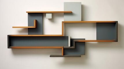 A modern wall shelf with asymmetrical compartments