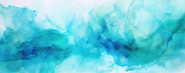 Cyan abstract watercolor background 