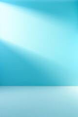Cyan background image for design or product presentation, with a play of light and shadow, in light blue tones 