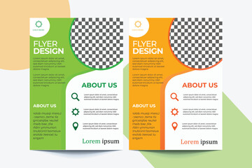 Corporate Flyer Design, Creative Corporate Business Flyer poster. brochure cover design layout background, two colors scheme, vector template in A4 size with green background