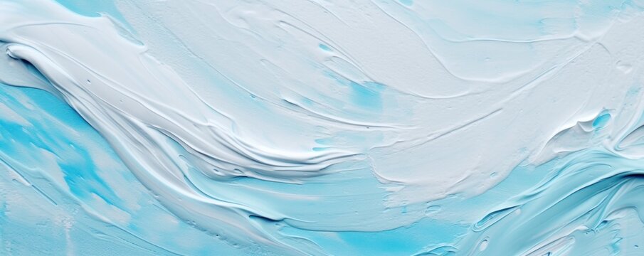 Cyan closeup of impasto abstract rough white art painting texture 