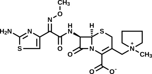 Cefepime structural formula, vector illustration 