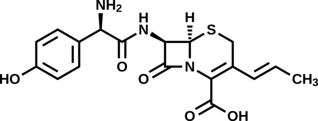 Cefprozil structural formula, vector illustration 