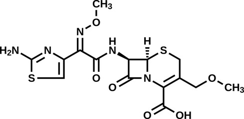 Cefpodoxime structural formula, vector illustration