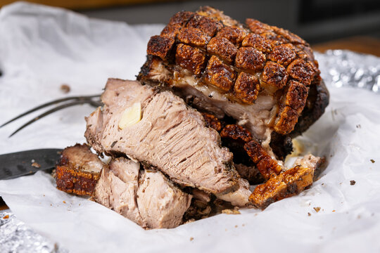 roasted pork shoulder with crust crackling