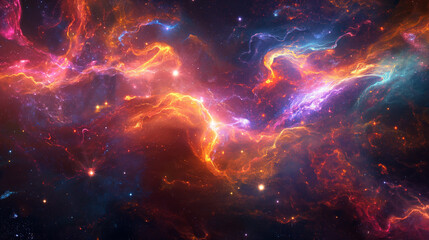 Fototapeta na wymiar 5353X3000 pixel,300DPI,size 17.5 X 10 INC. luminous neon galaxy, with vibrant starbursts, glowing gas clouds