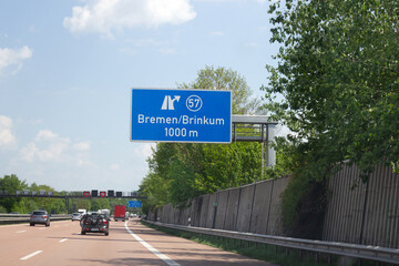Bundesautobahn A1, Ausfahrt 57, Bremen/Brinkum in Richtung Hamburg