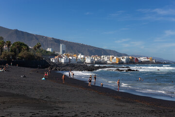 Fototapeta na wymiar Playa Chica at Puerto de la Cruz, Tenerife, Canary islands, Spain October 2023