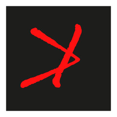 Abstraction. Sign on a black background. Art design. Figure. Symbol and letter K and A. Logo. Graphic element. Design. Illustration.