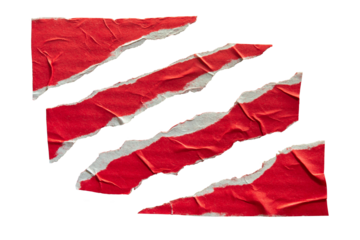 Torn red paper in various shapes