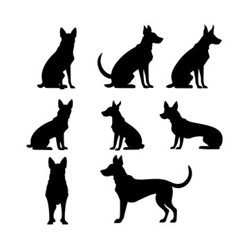Ruby dog silhouette set. Cute icon of dogs. Dog vector illustration and logo style.
