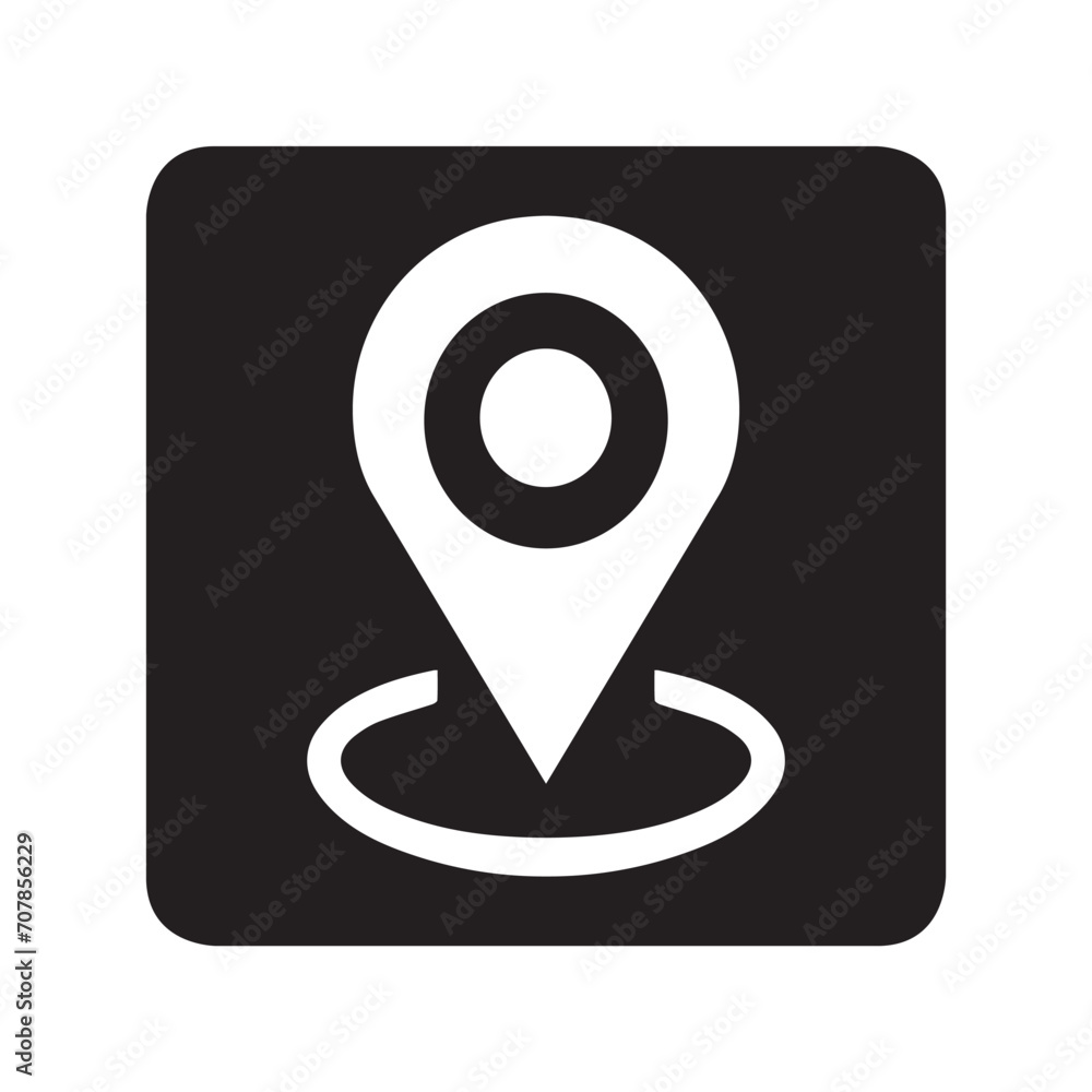 Poster location icon vector. pin icon logo design. pointer symbol in square isolated on white background