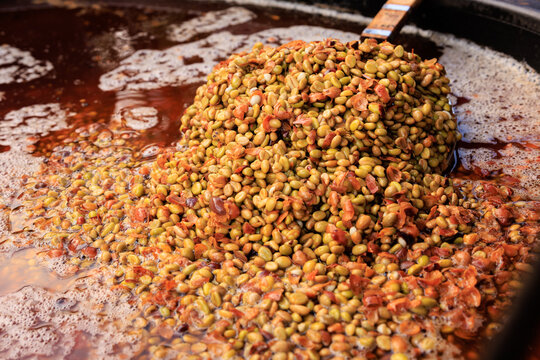 farmer show coffee beans, in the ferment and wash method of wet processing,