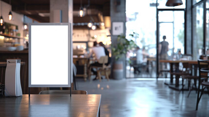 Blank advertising mockup for advertisement at the coffee shop. Created using generative AI. - obrazy, fototapety, plakaty