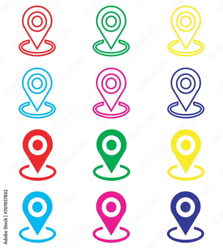 Poster location icon vector. pin sign symbol in trendy flat style. set elements in colored icons. pointer v
