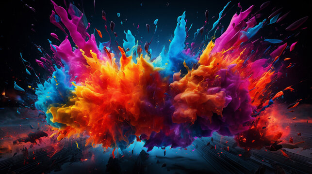 Abstract background color bome smoke explosion neon light