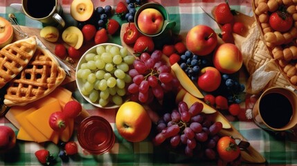 A bountiful spread of colorful fruits and flaky. AI generated
