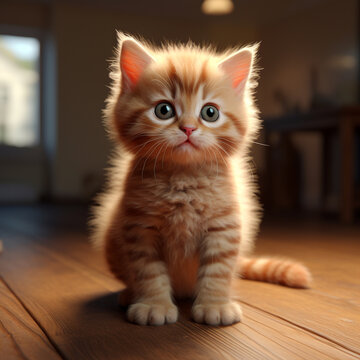 Hyper-realistic adorable cute baby cat