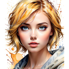Striking Elegance Unveiled: A Captivating Showcase of Diverse Hairstyles Adorning Beautiful Women.(Generative AI)