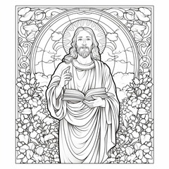 Fototapeta na wymiar Jesus coloring page