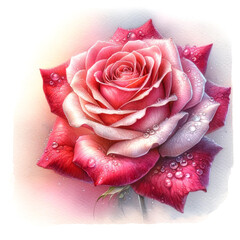watercolor clipart of a single rose on a white background.