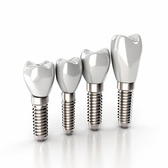Dental implants in row isolated over white background